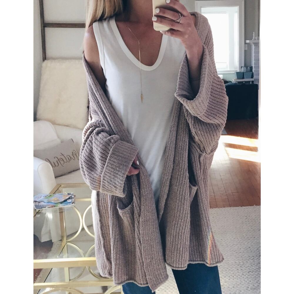 Free People Low Tide Cardigan Sweater Oversized Open Front XS/S - Picture 7 of 8